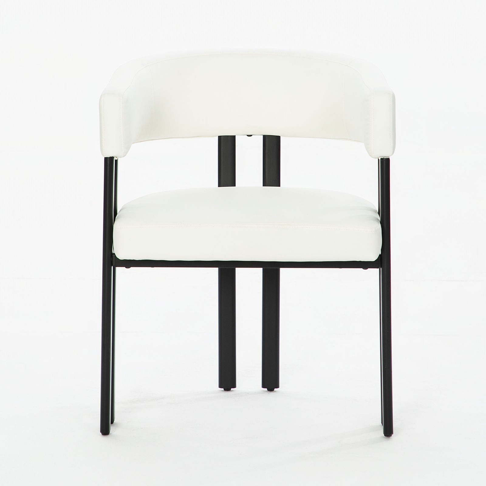 Modern Dining Upholstered Barrel Chair With Curved Back And Armrests by HouseOfZazla