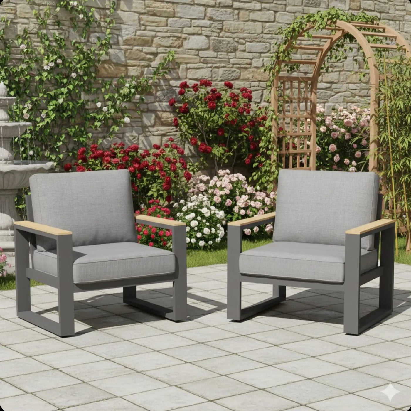 All-Weather Patio Armchairs With Thick Cushions (Set of 2) by HouseOfZazla