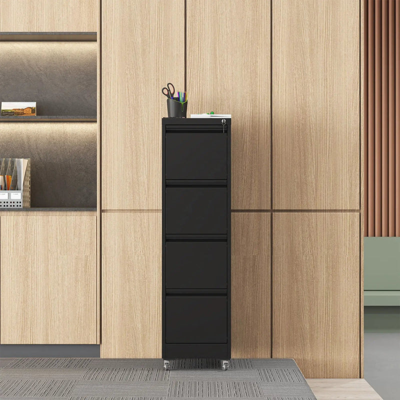 Drawer Metal Locking Vertical File Cabinet With Wheels Heavy Duty Lockable Storage by Unique Piece Furniture