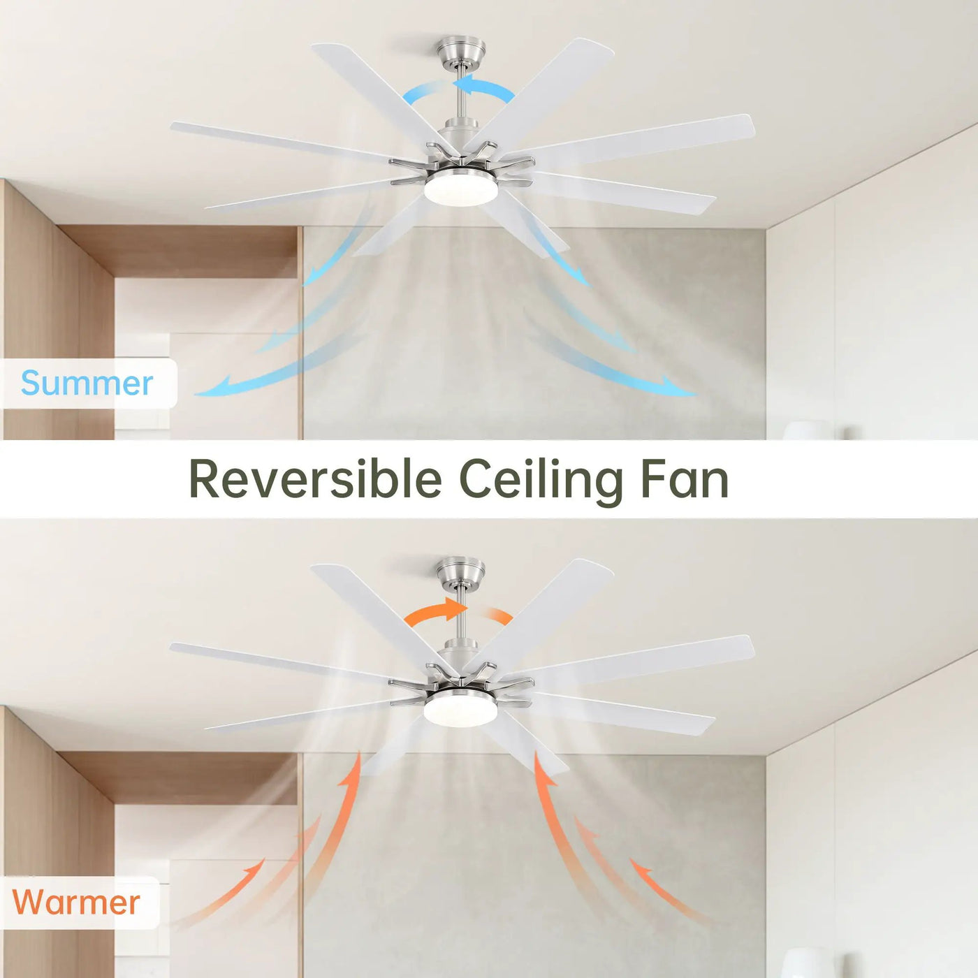 Ceiling Fan With Dimmable LED Light, 8 Blades, Reversible DC Motor, Remote Control by Unique Piece Furniture