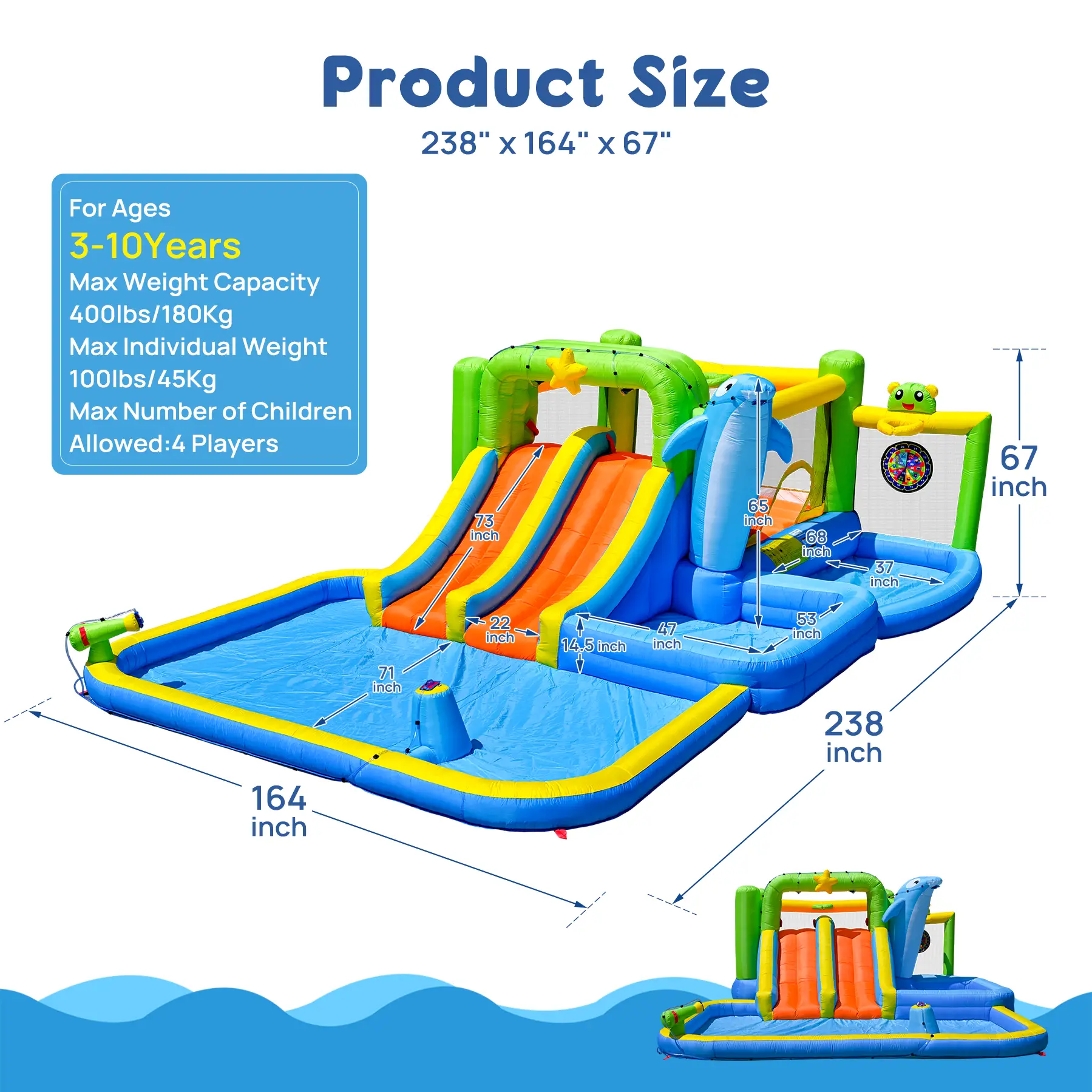 9-In-1 Inflatable Bounce House With Pool, Sprinkler, And Water Gun (SAK98154) by SAKSBY WHOLESALE
