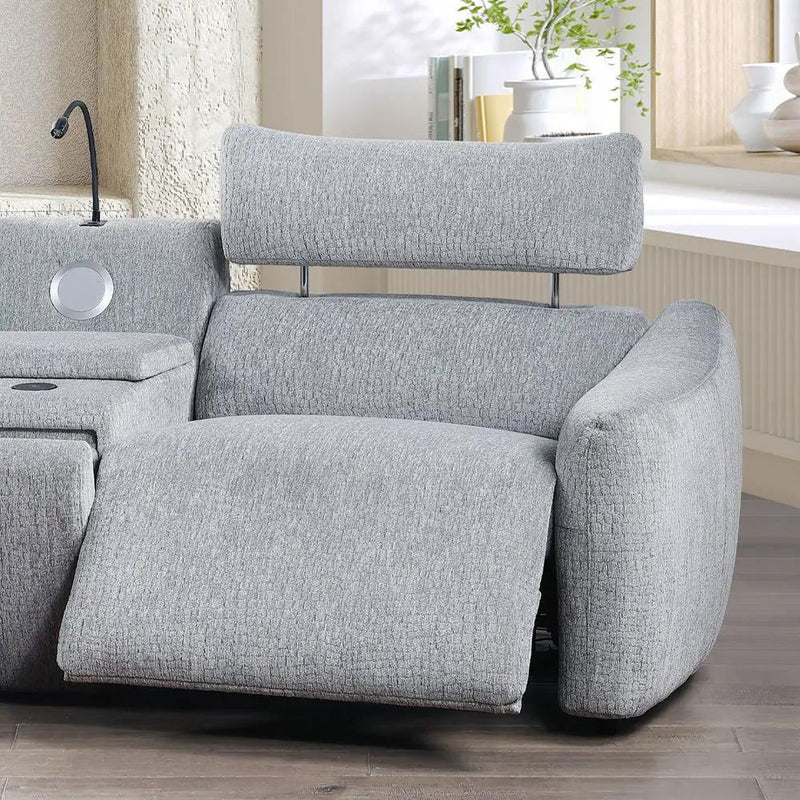 Fullar - RAF Modular Power Motion Recliner - Light Gary Chenille by Unique Piece Furniture