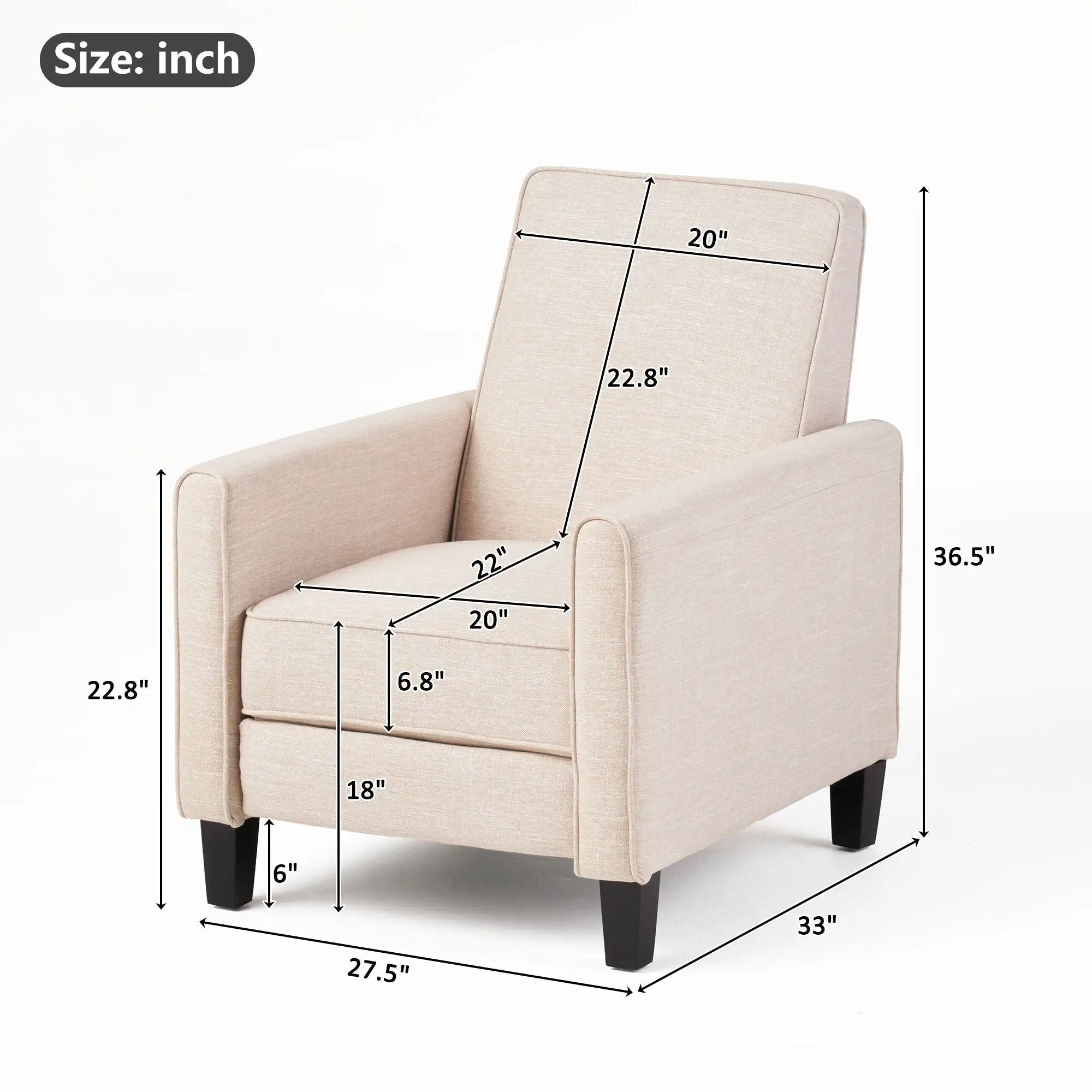 Upholstered Push Back Recliner Chair For Living Room by HouseOfZazla