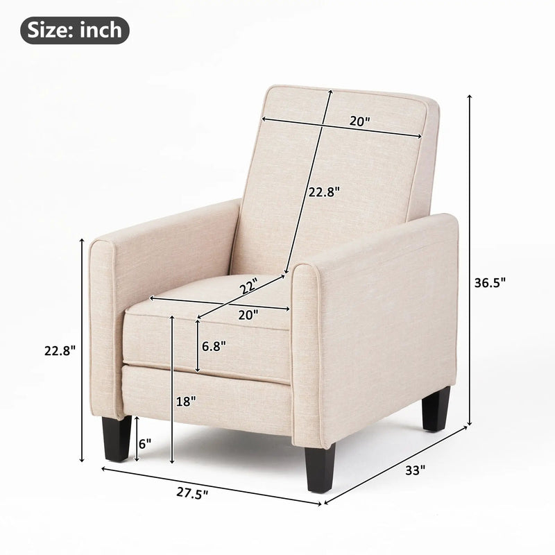 Upholstered Push Back Recliner Chair For Living Room by HouseOfZazla