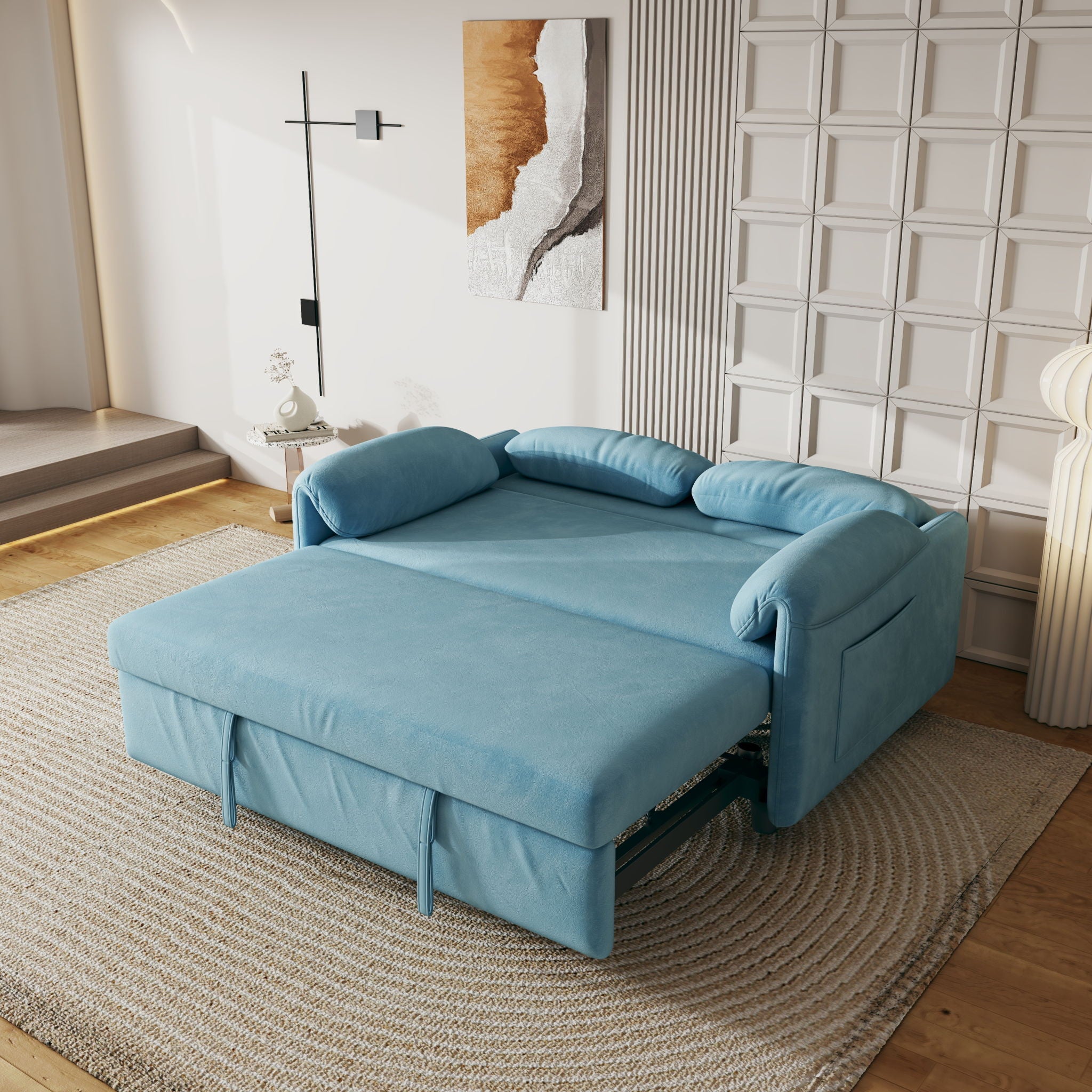Sofa, Dual Purpose Lounge With Retractable Queen Size Bed by HouseOfZazla