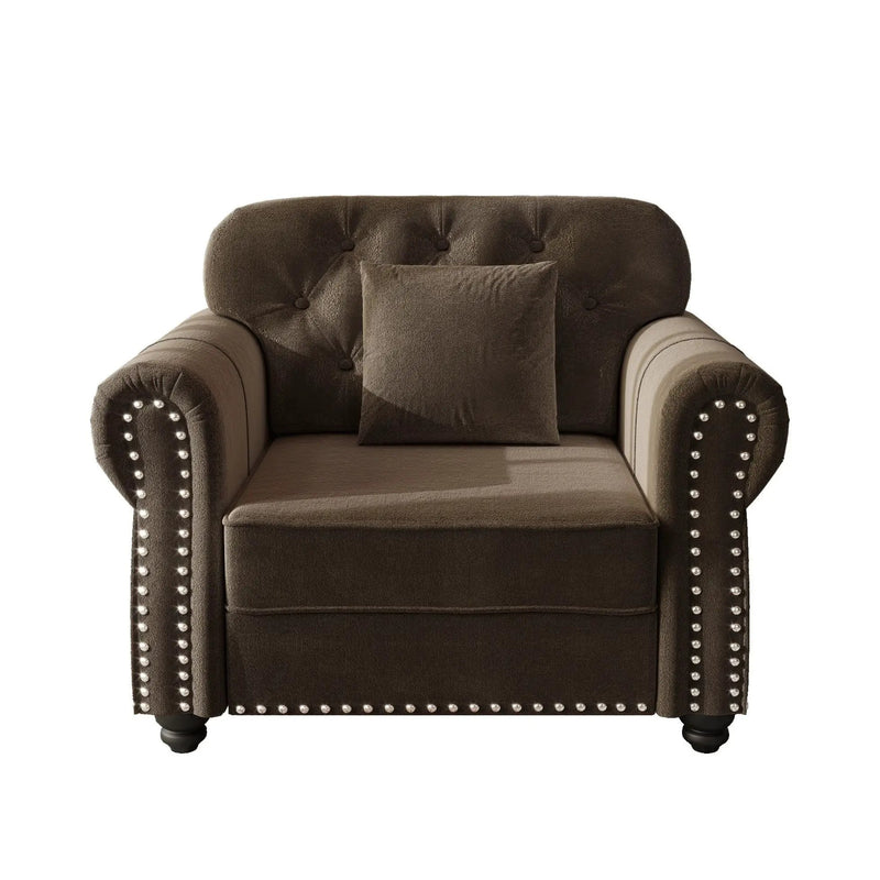 Sofa With Nailhead Trim And Rolled Armrests