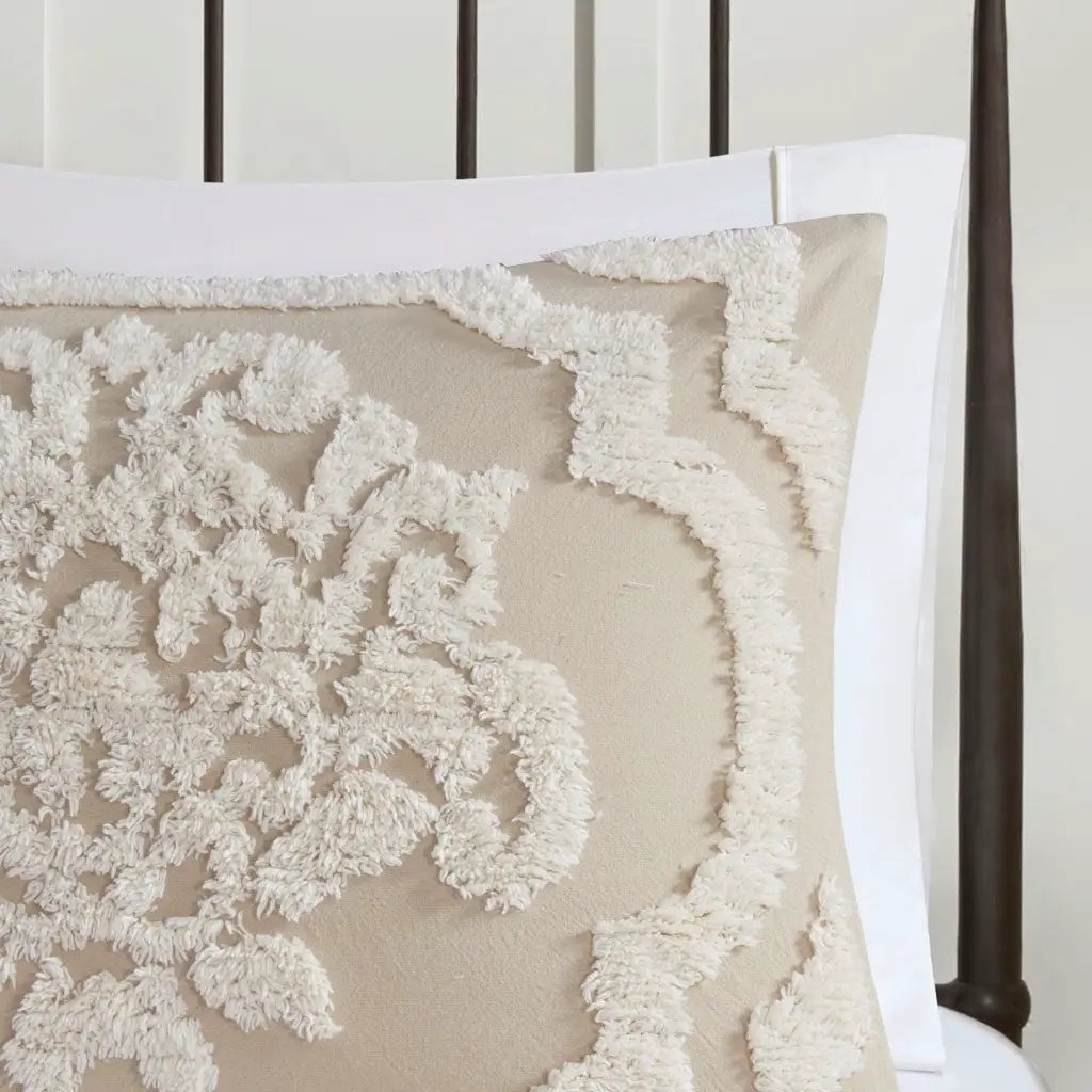 King/Cal King 3 Piece Tufted Cotton Chenille Damask Duvet Cover Set by HouseOfZazla