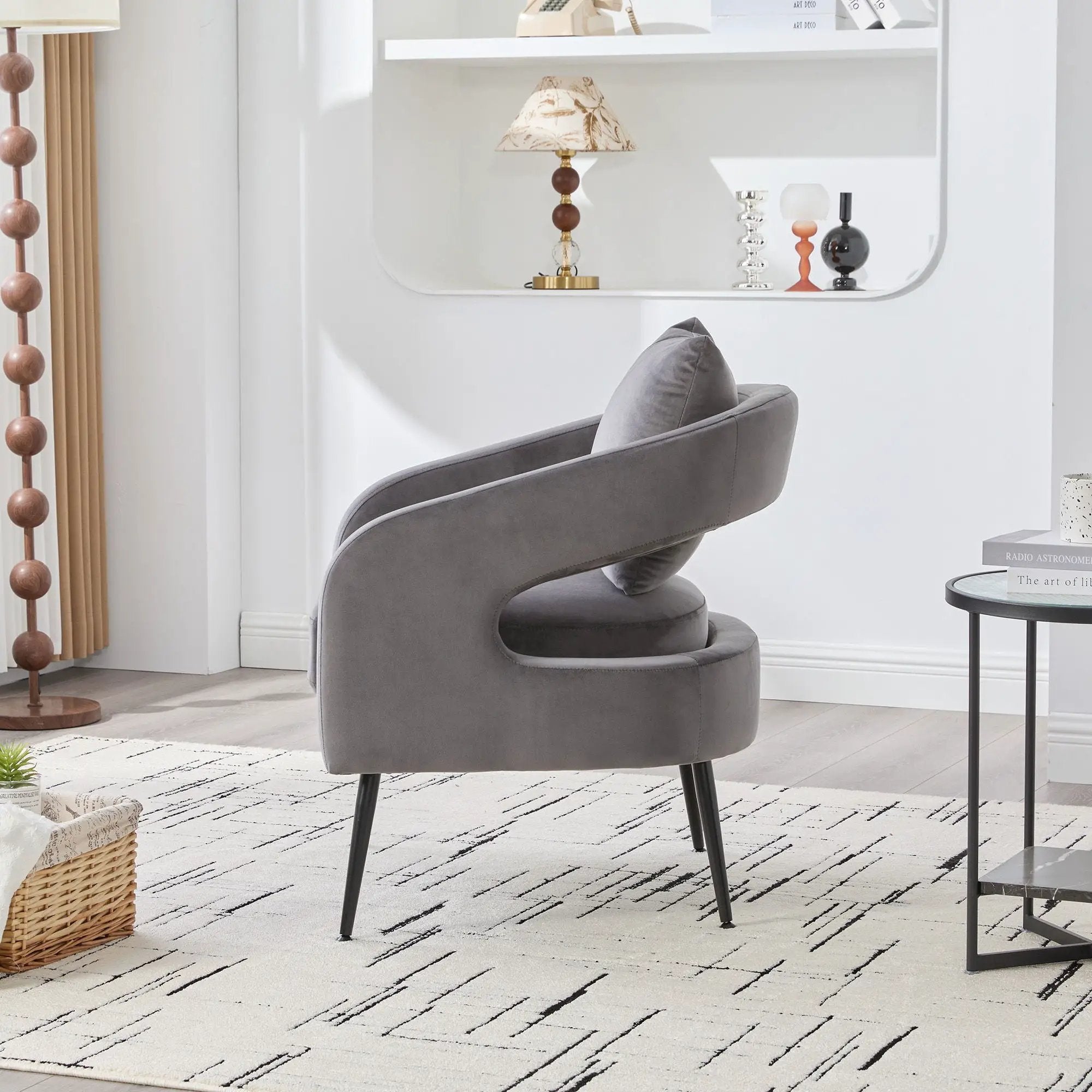 Open Back Accent Chair, Round Sofa Lounge Armchair by Unique Piece Furniture