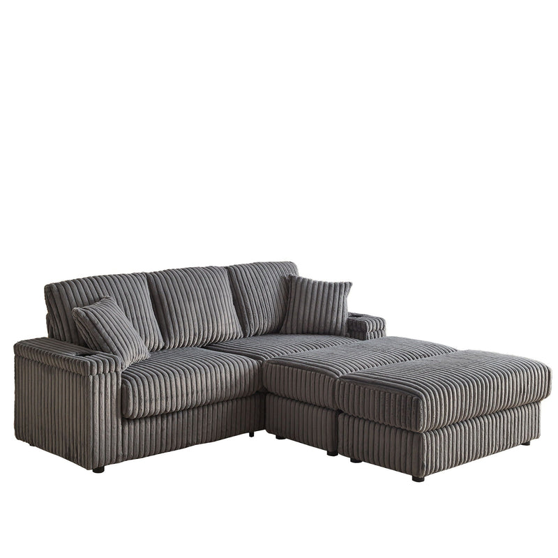3 Seater Sofa With 2 Ottomans For Living Room by HouseOfZazla