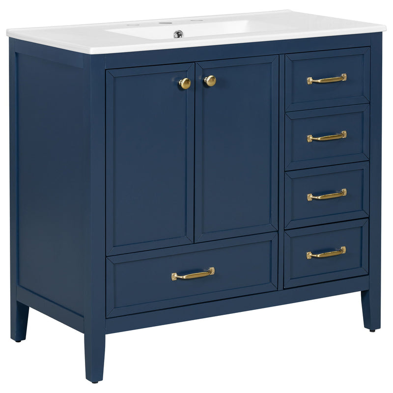 Elegant Vintage Bathroom Vanity With Sink and Soft Closing Drawers by HouseOfZazla