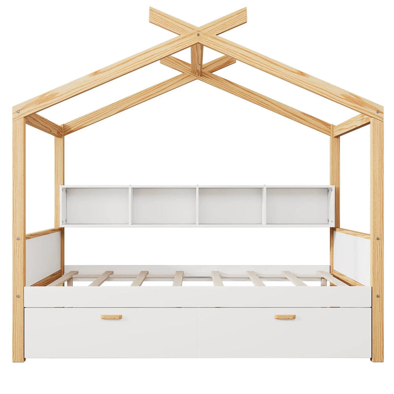 House Bed With Bookshelf Storage by HouseOfZazla