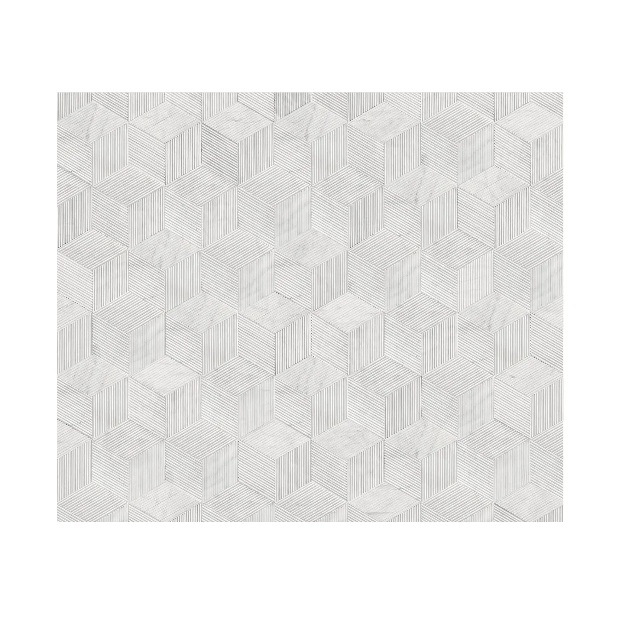 Hexagon Natural Stone Marble Tile, 3D Fluted (Set of 12) by HouseOfZazla