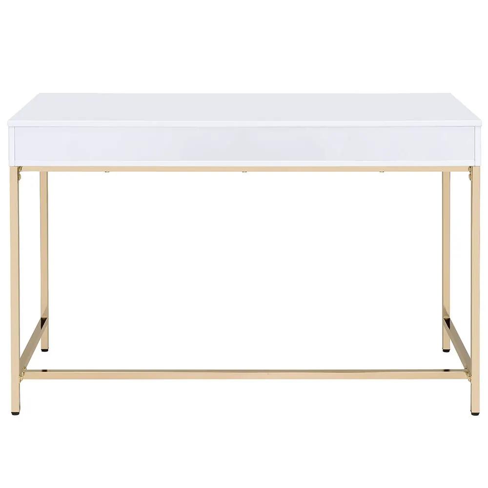 Ottey - Vanity Desk (Same 92540) - White High Gloss & Gold by Unique Piece Furniture