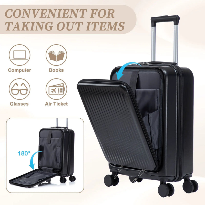 14' & 20' ABS Spinner Wheel Luggage Set with Cosmetic Case by HouseOfZazla