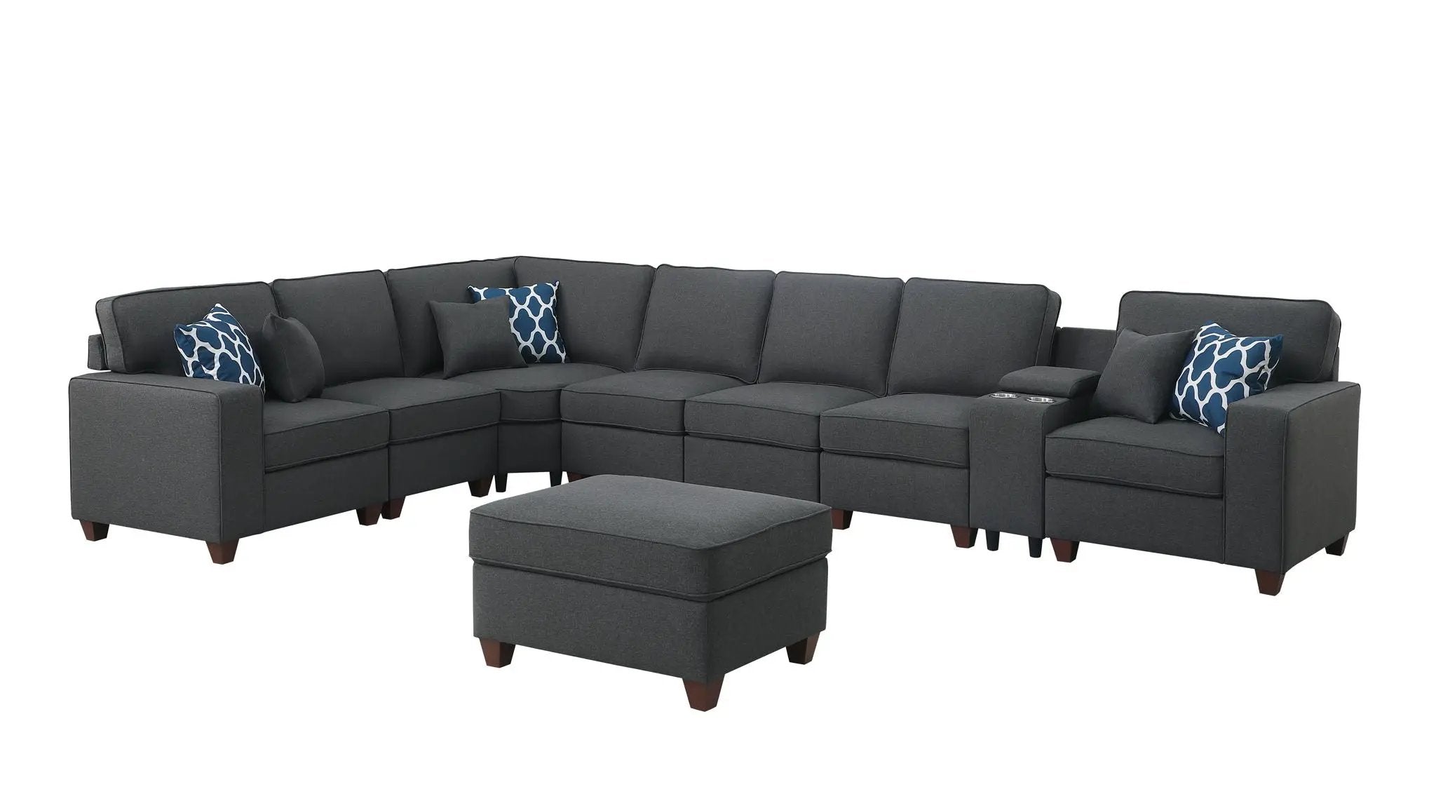 Hannah - Sectional Sofa With Ottoman - Dark Gray by HouseOfZazla