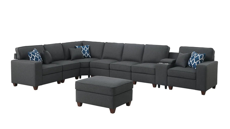 Hannah - Sectional Sofa With Ottoman - Dark Gray by HouseOfZazla