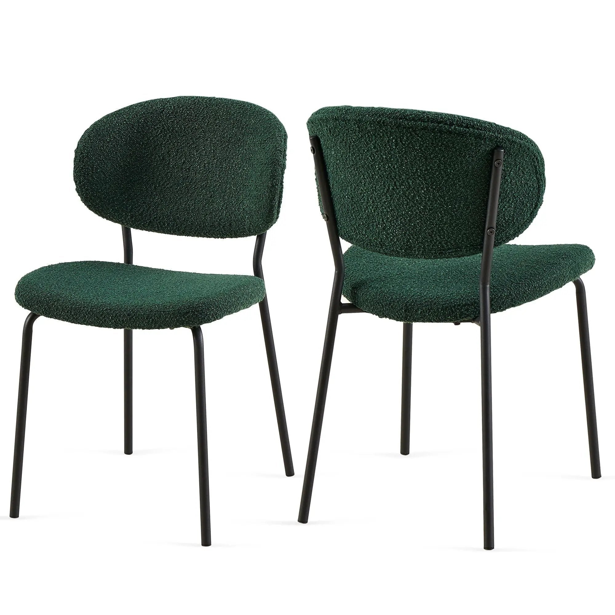 Boucle Dining Chairs, Dining Chairs With Metal Legs For Dining Room, Kitchen, Living Room by HouseOfZazla