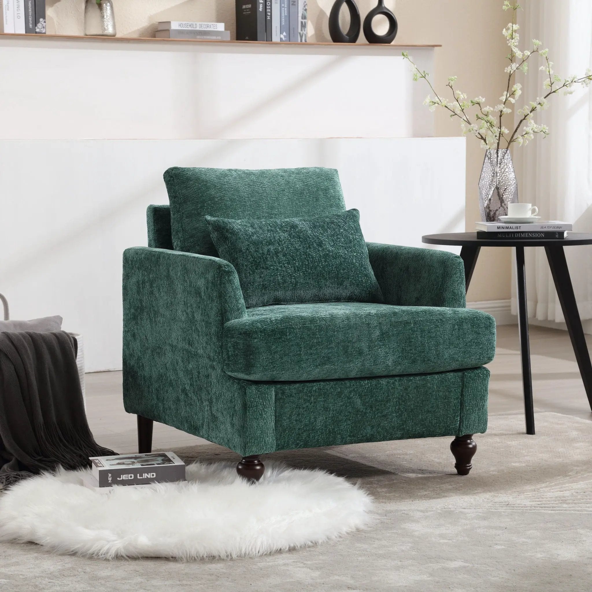 Modern Mid Century Wood Frame Armchair With Tufted Design by HouseOfZazla