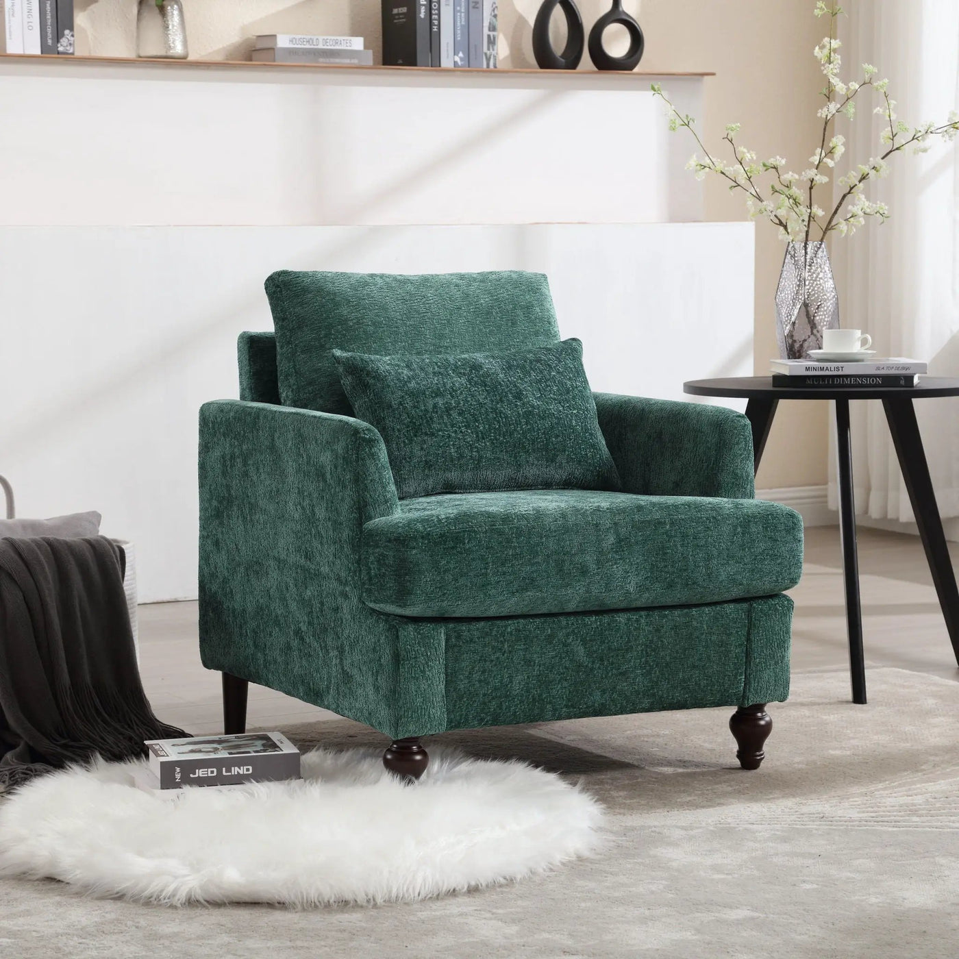 Modern Mid Century Wood Frame Armchair With Tufted Design by Unique Piece Furniture