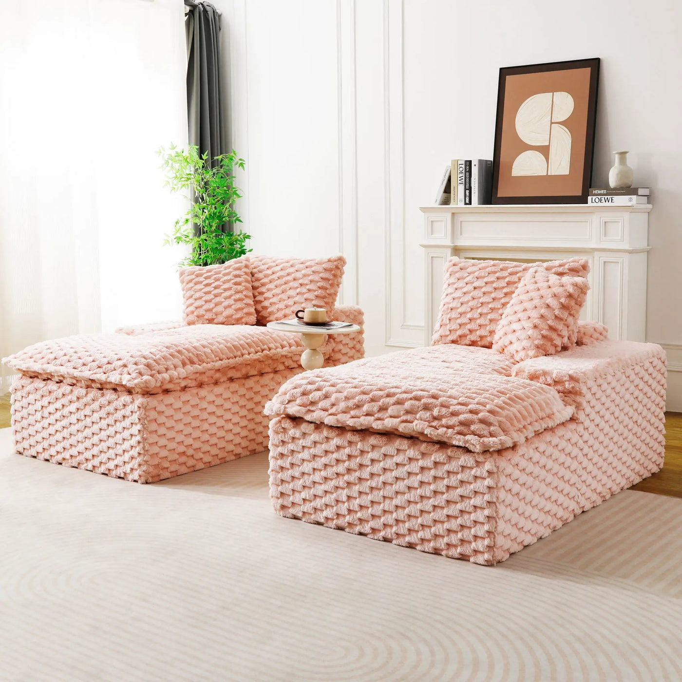 Double Chaise Lounge With Full Compressed Sponge by Unique Piece Furniture