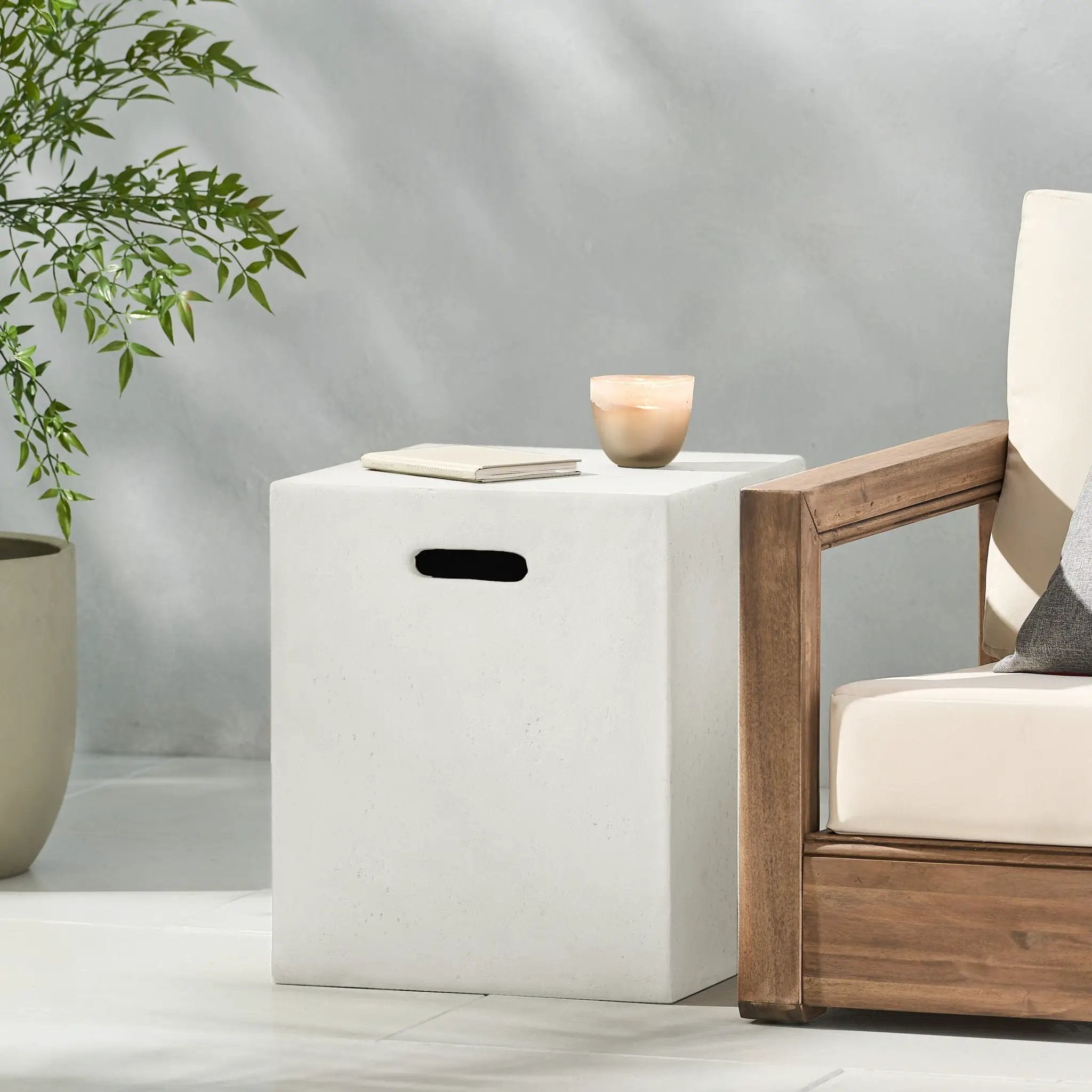 Modern Tank Holder Side Table With Smooth Concrete Surface by HouseOfZazla