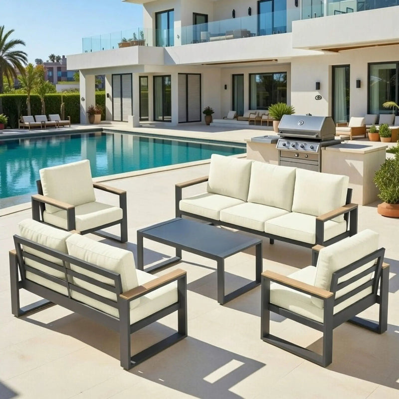 Modern Outdoor Sofa Set With Coffee Table by HouseOfZazla