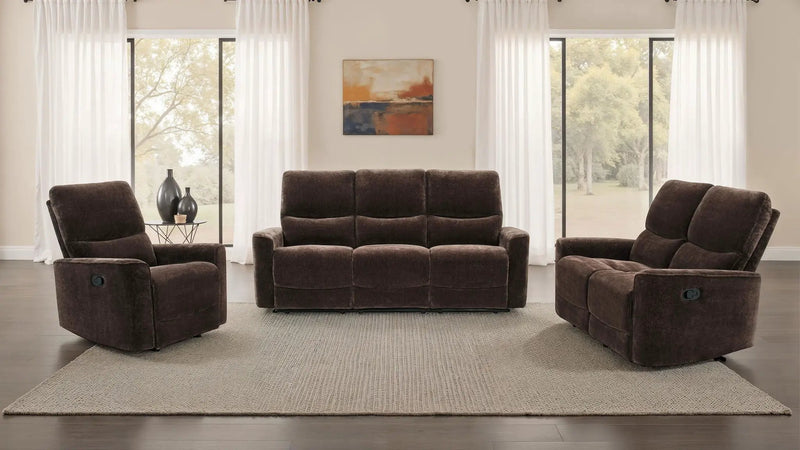 Navarro 3-piece Upholstered Reclining Sofa Set Dark Brown by Unique Piece Furniture
