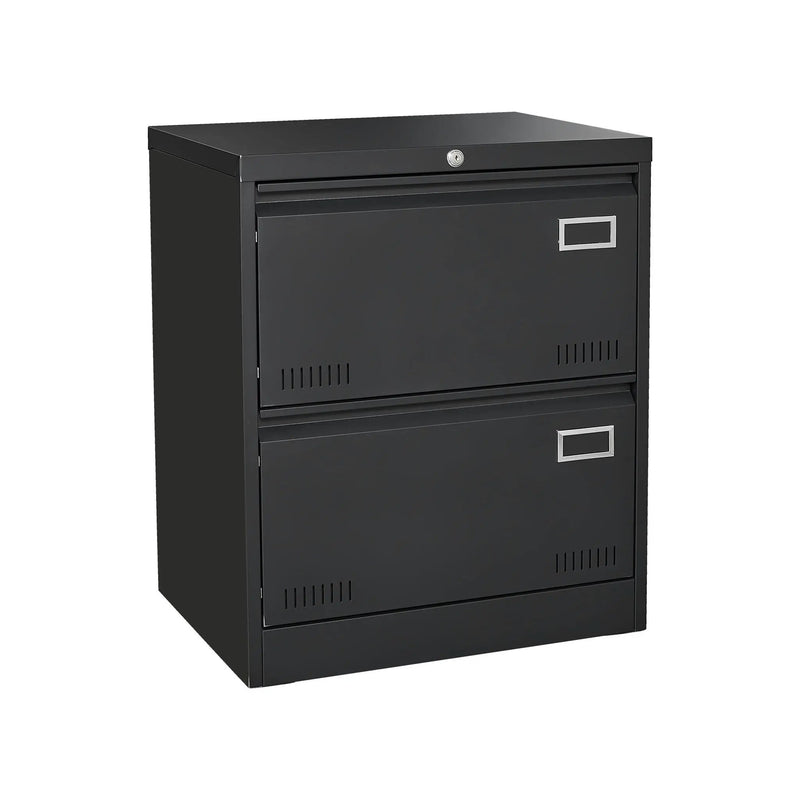 2 Drawer Metal Lateral File Cabinet With Lock, Office Vertical Files Cabinet For Home Office, Locking Metal File Cabinet - Black by Unique Piece Furniture