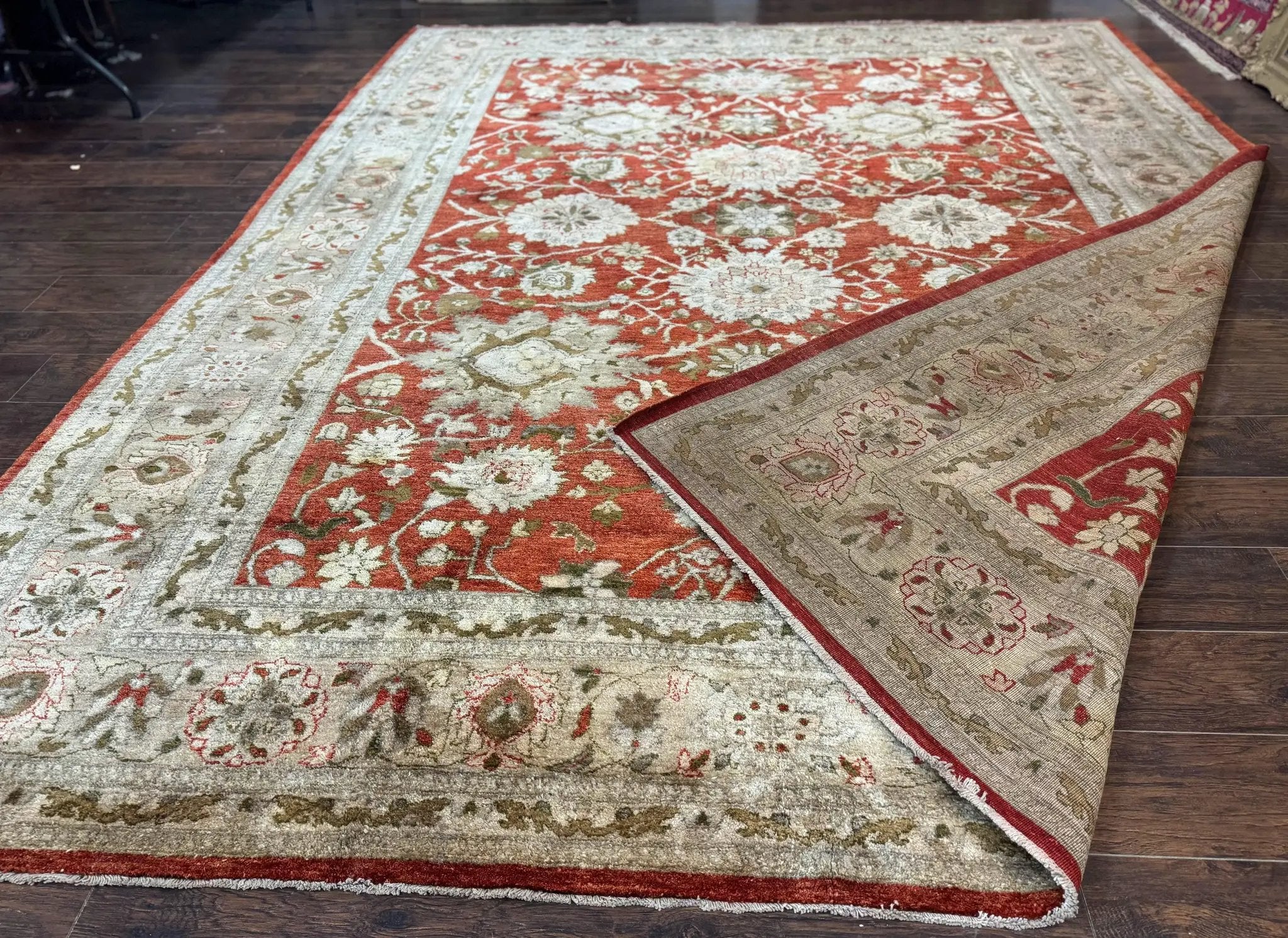Pakistani Peshawar Rug 10x13, Burnt Orange, Large Handmade Wool Carpet by Jewel Rugs