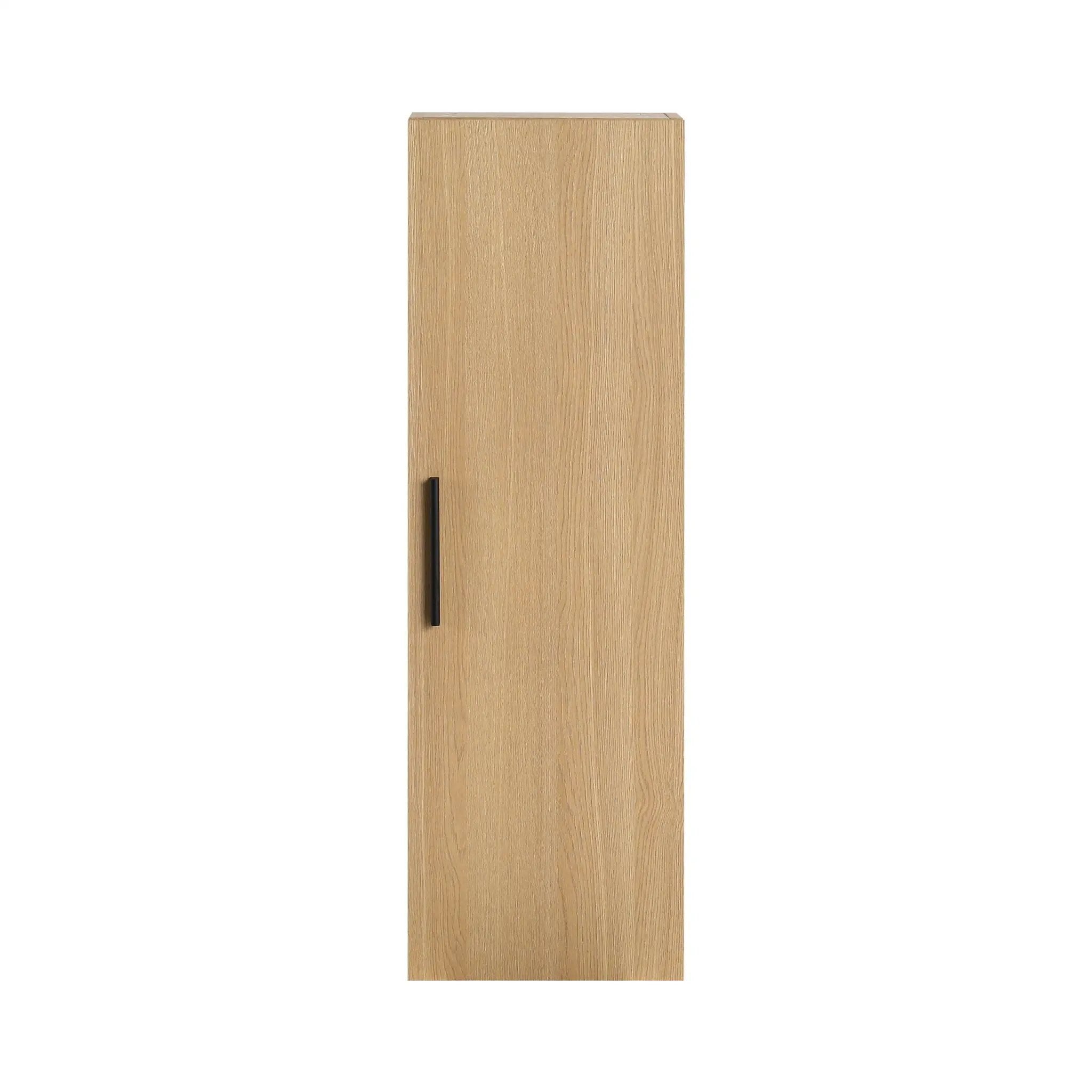 Tall Floating Bathroom Side Cabinet, Wall Mounted Single Door Storage - Light Oak by HouseOfZazla