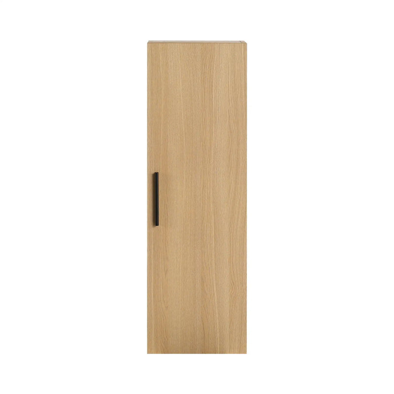 Tall Floating Bathroom Side Cabinet, Wall Mounted Single Door Storage - Light Oak by HouseOfZazla