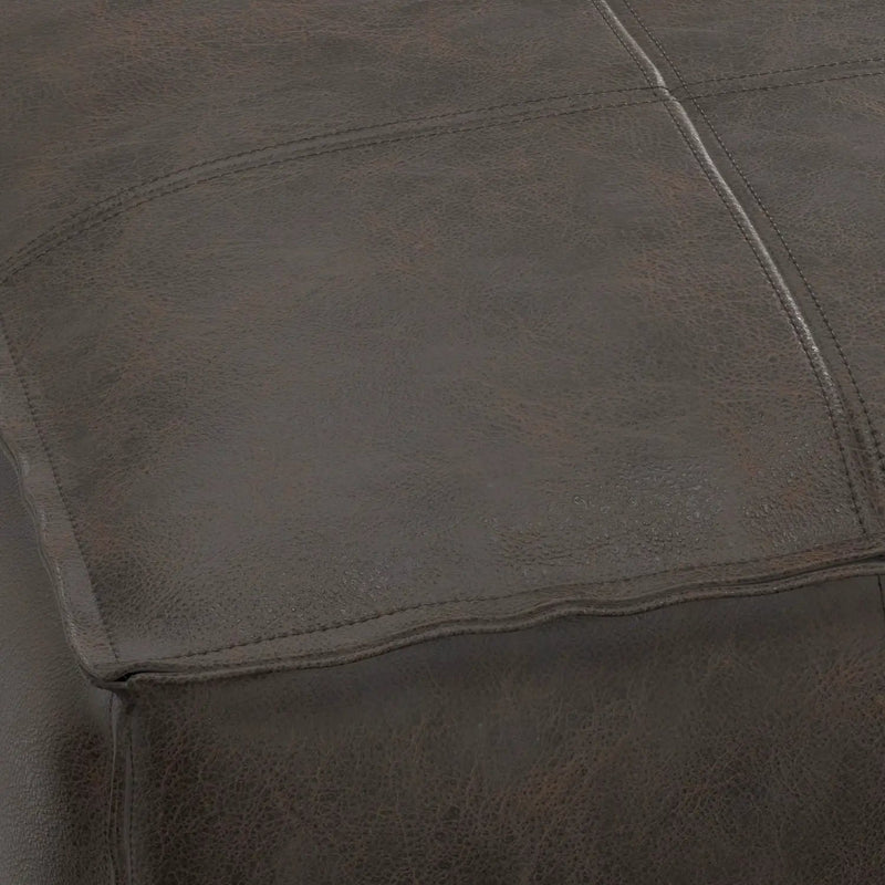 Sheffield - Square Pouf - Distressed Dark Brown by HouseOfZazla