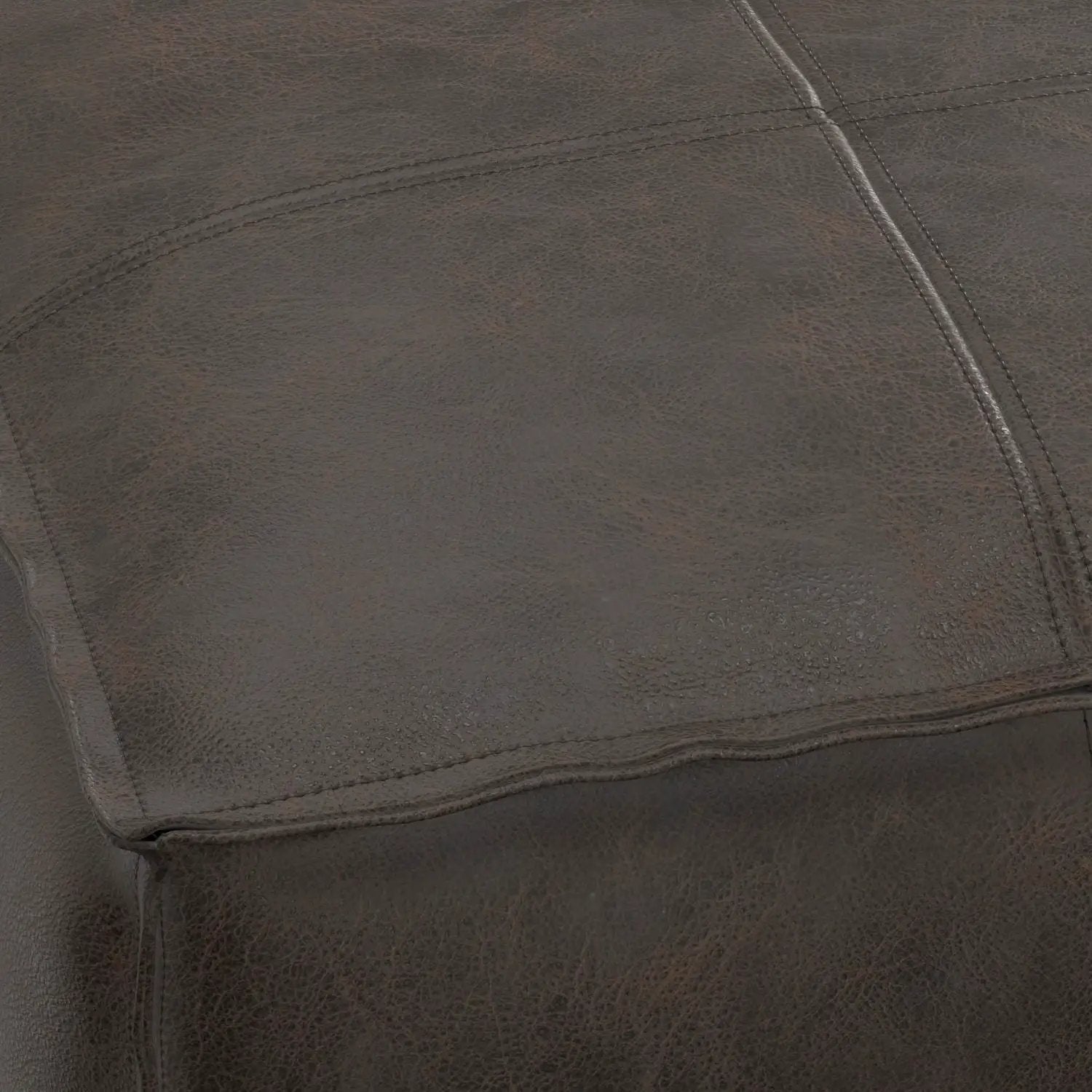 Sheffield - Square Pouf - Distressed Dark Brown by Unique Piece Furniture