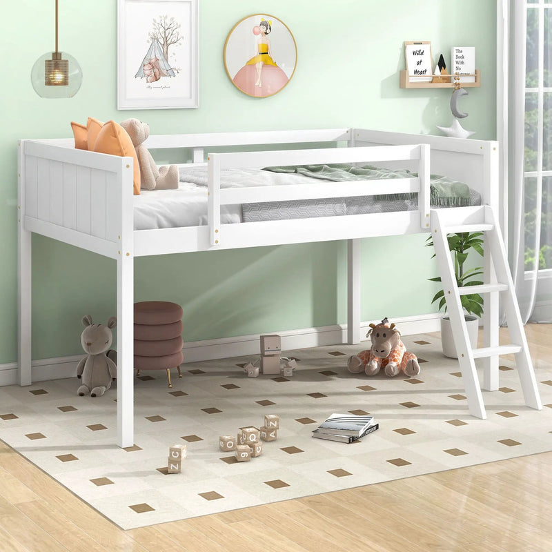 Low Loft Bed With Adjustable Ladder by Unique Piece Furniture
