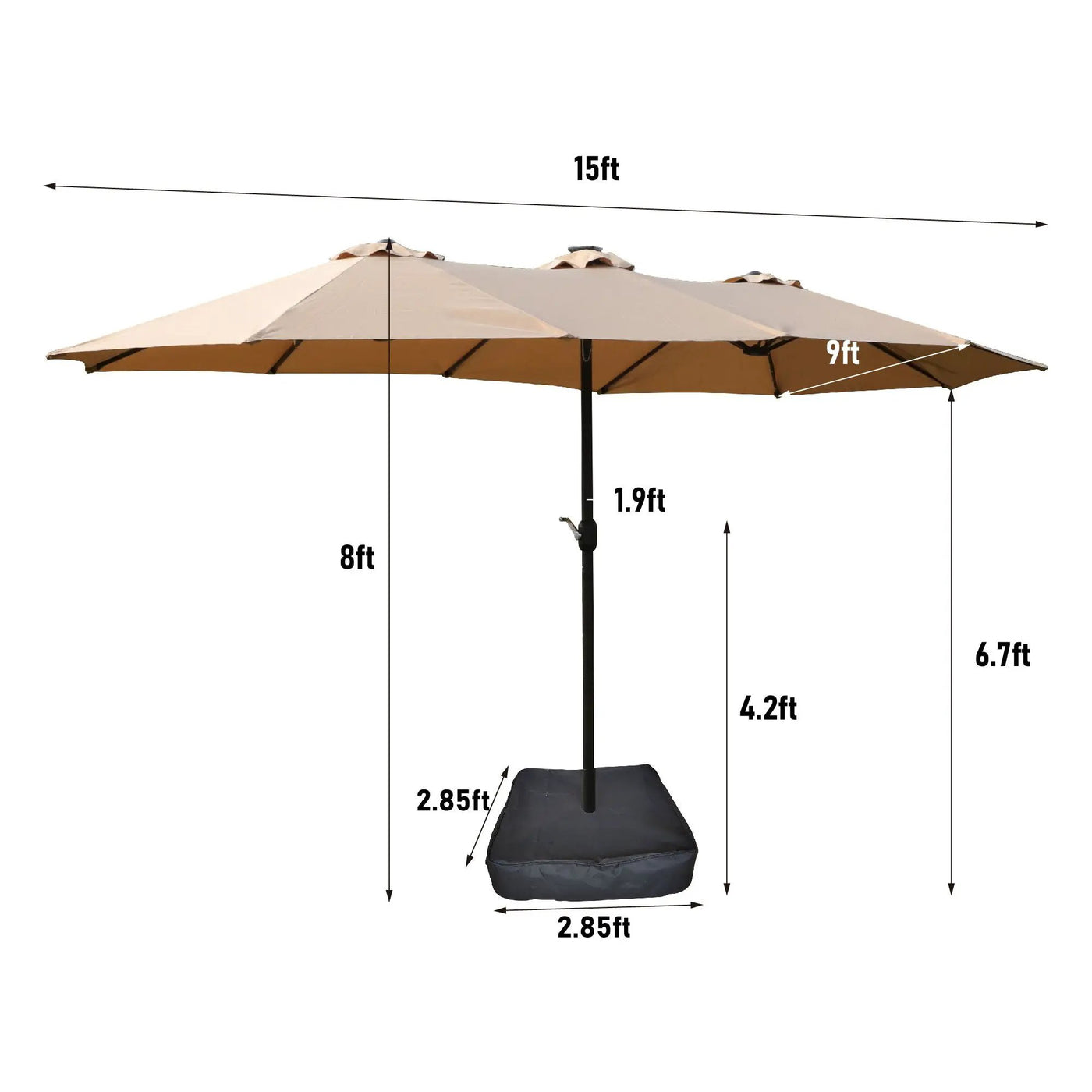 Double-Sided Outdoor Market Umbrella With Lights And Base by HouseOfZazla