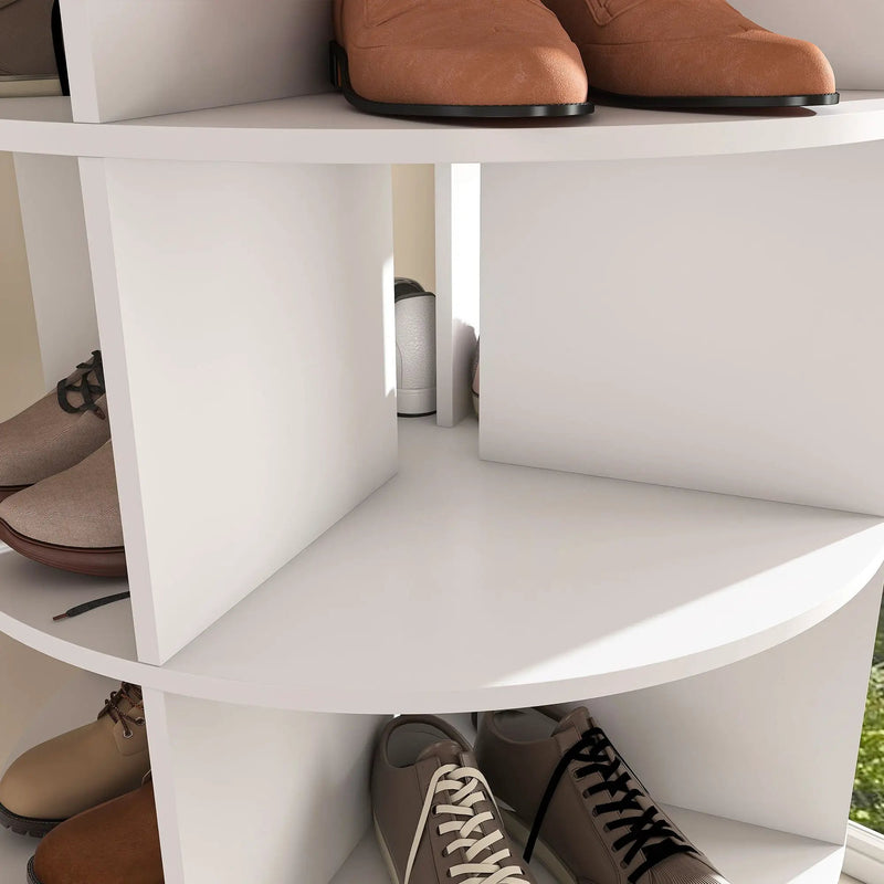 6 Tier Spinning Shoe Rack, Free Standing 360° Revolving Shoe Organizer - White by HouseOfZazla