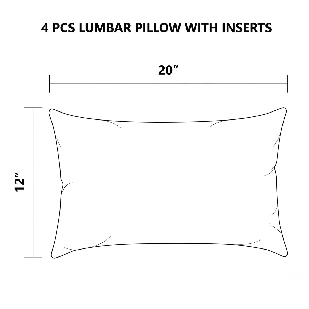 4 Pack Outdoor Lumbar Pillow with Inserts, 12x20 Inch by HouseOfZazla