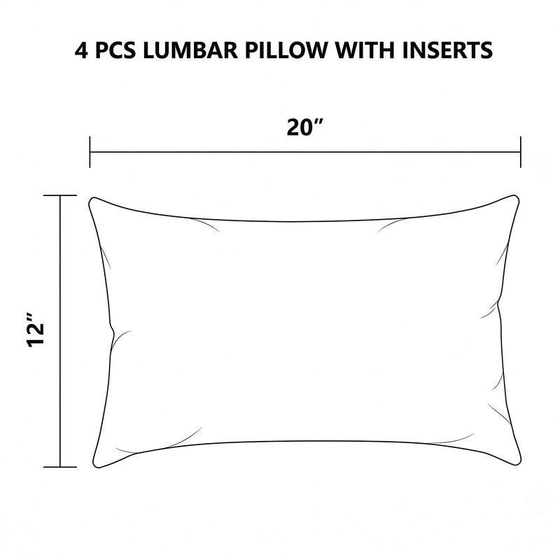 4 Pack Outdoor Lumbar Pillows with Inserts by HouseOfZazla