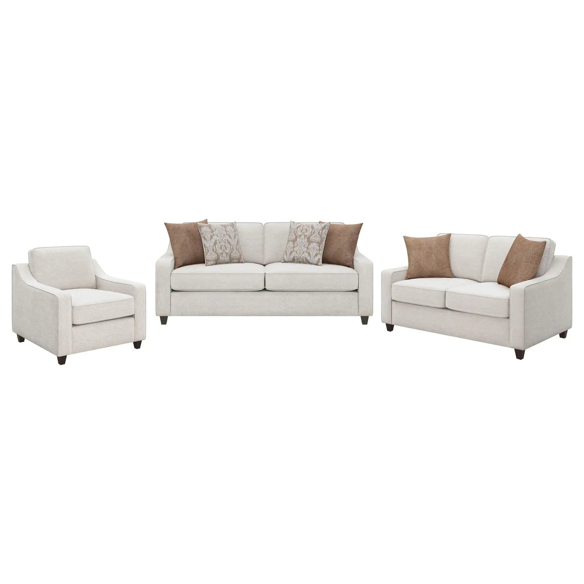 Christine 3-piece Upholstered Sloped Arm Sofa Set Beige by Unique Piece Furniture