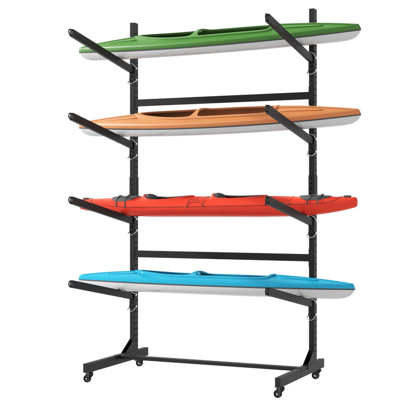 Freestanding Kayak Storage Rack With Lockable Wheels For Kayak, Canoe, Sup & Surfboard by HouseOfZazla