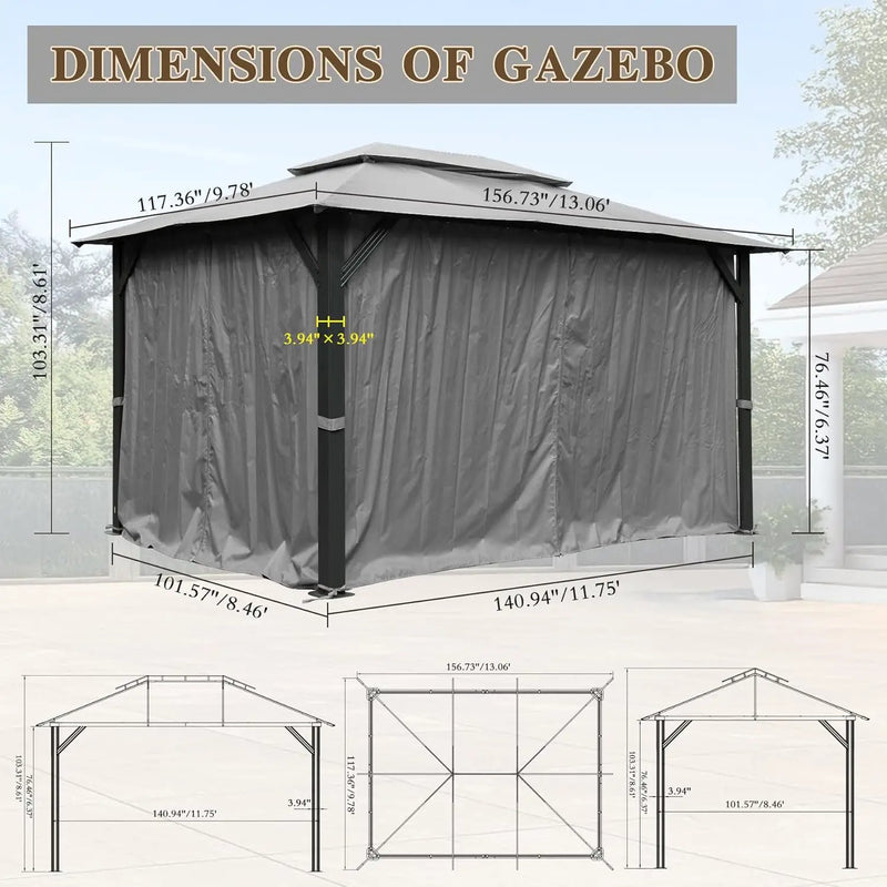10'x13' Outdoor Gazebo with Double Roof and Mosquito Netting by HouseOfZazla
