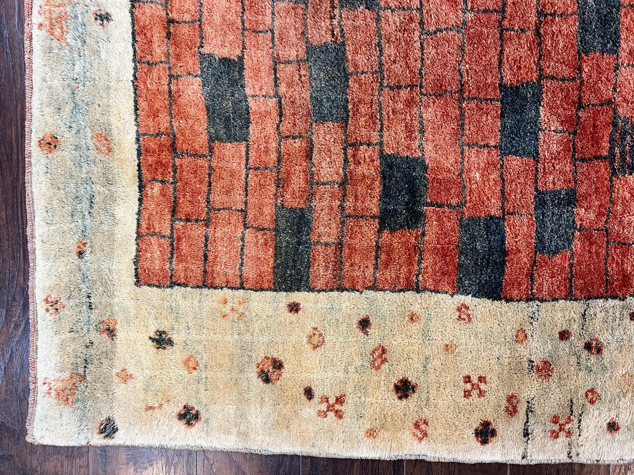 Persian Gabbeh Rug 6x8 ft, Wool Handmade Tribal Rug by Jewel Rugs