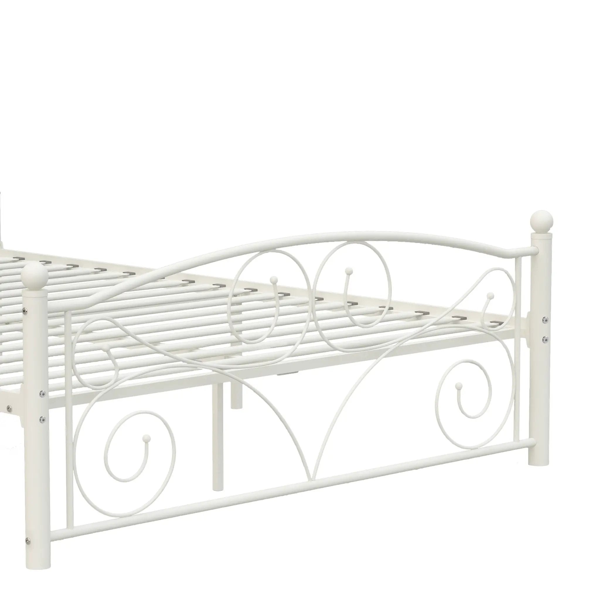 Full Size Unique Flower Sturdy System Metal Bed Frame with Headboard by HouseOfZazla
