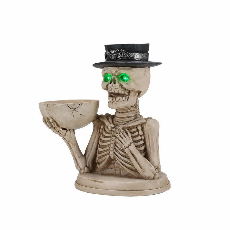 Halloween Skeleton Figurine with Storage Bowl & Candle Holder by HouseOfZazla