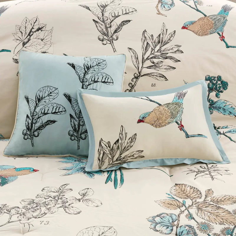 7 Piece Printed Cotton Twill Comforter Set Khaki Cal King by HouseOfZazla