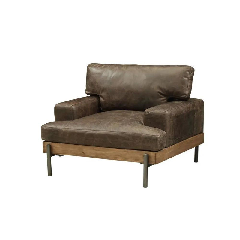 Silchester - Chair - Distress Chocolate Top Grain Leather & Oak by Unique Piece Furniture