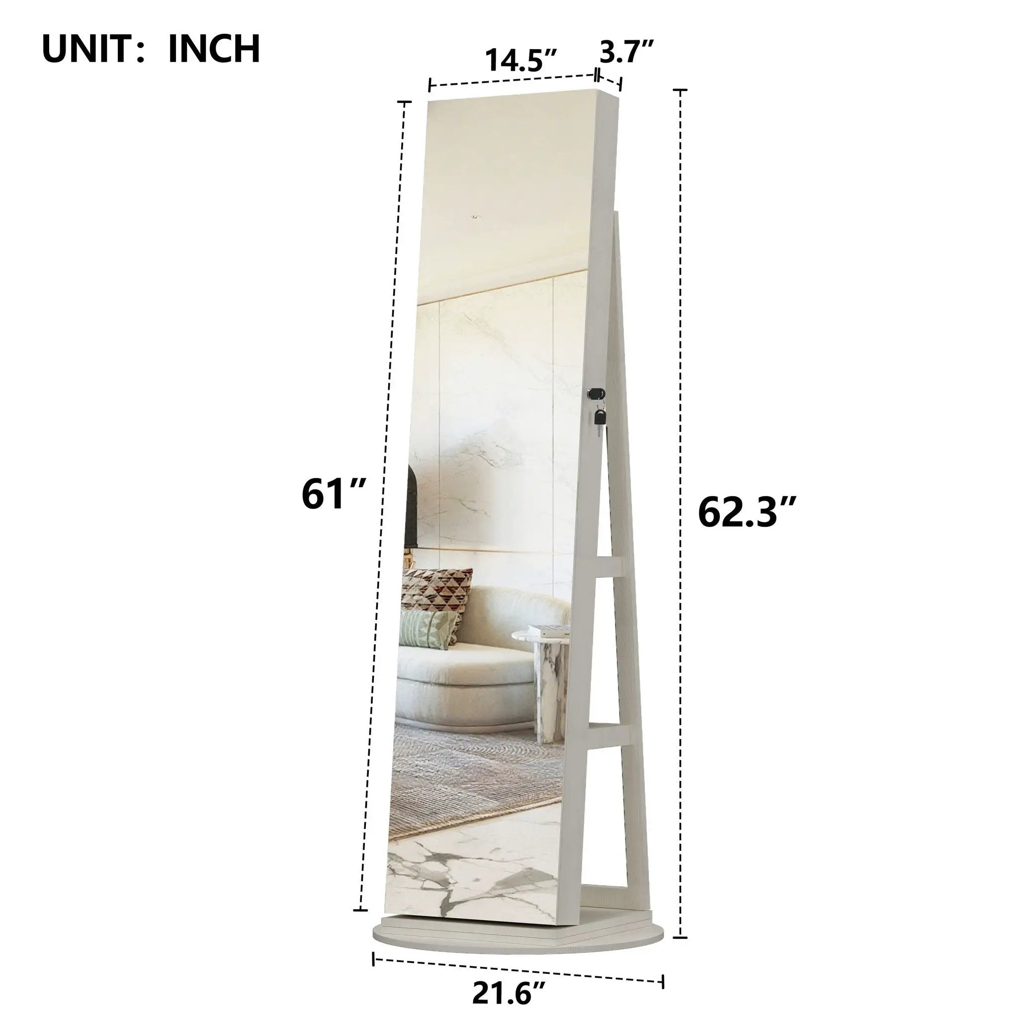 Swivel Jewelry Cabinet With Full Length Mirror by Unique Piece Furniture