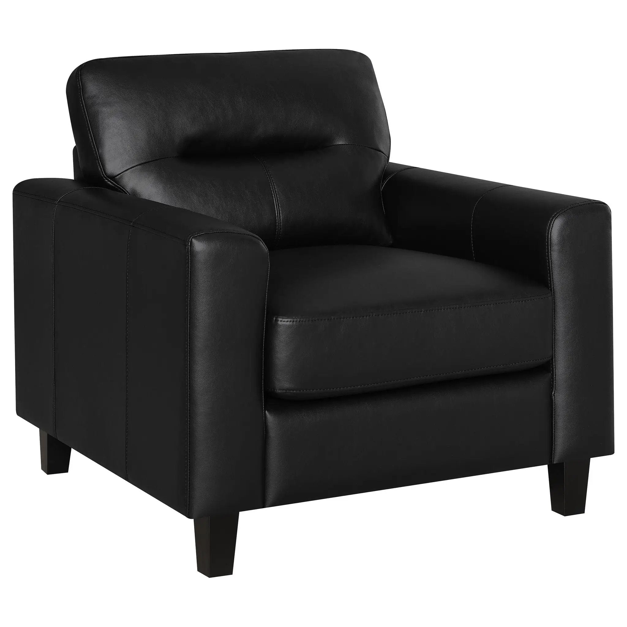 Scotland Faux Leather Upholstered Track Arm Chair Black by Unique Piece Furniture