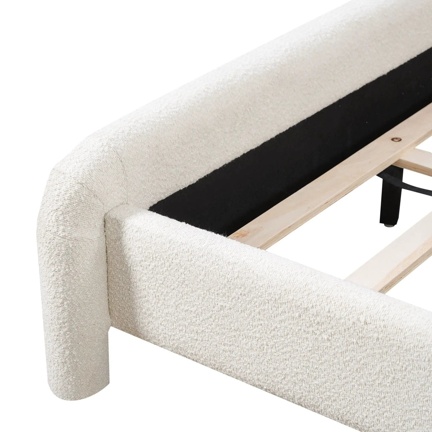 Upholstered Platform Bed Frame With Curved Headboard, Wood Slats Support by HouseOfZazla