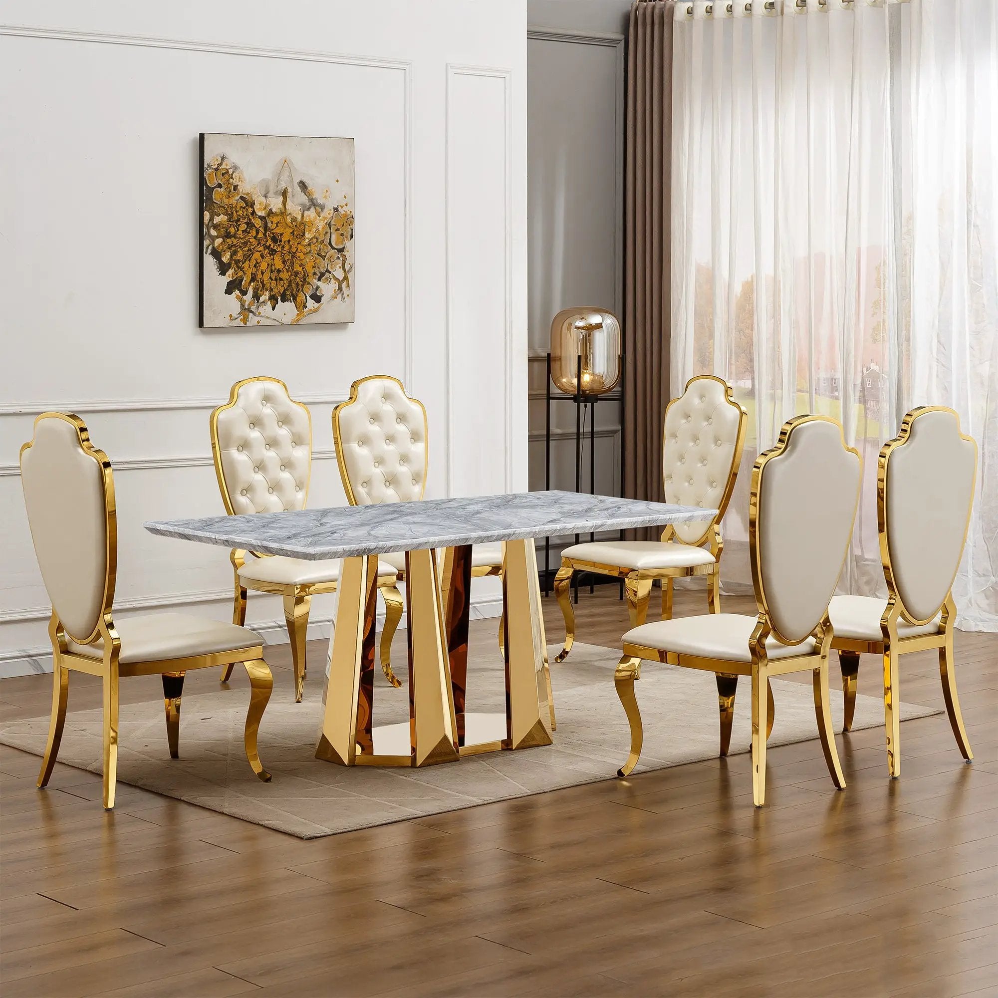 Marble Dining Table for 6 People by HouseOfZazla
